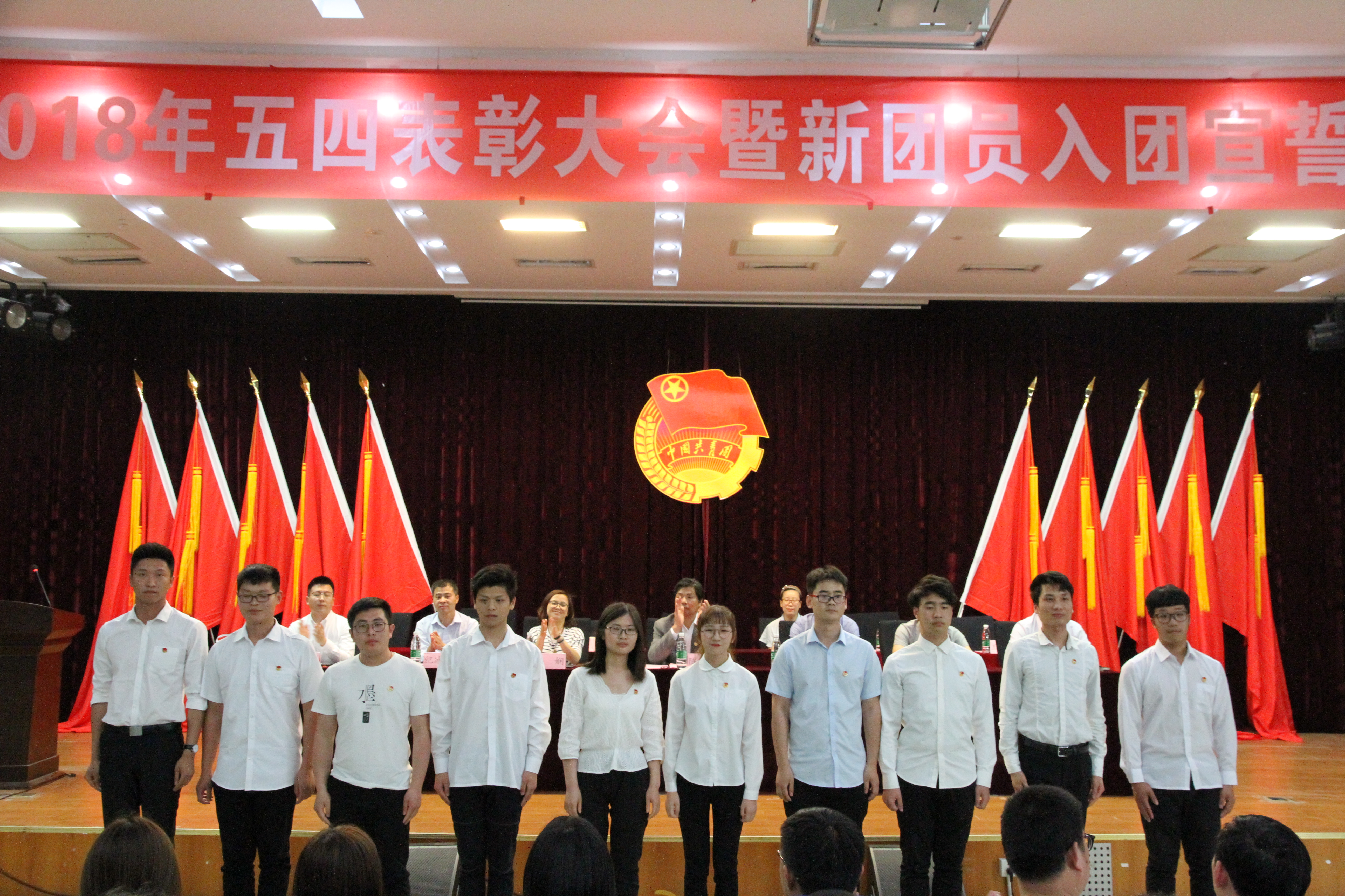 团委书记们为新团员佩戴团徽